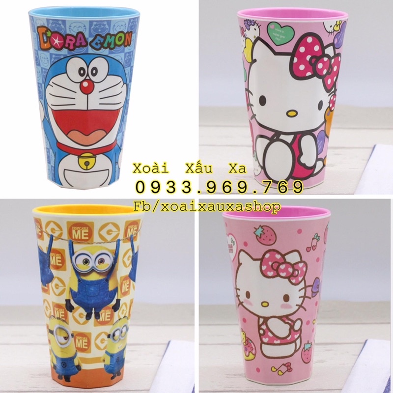 ly uống nước nhựa họat hình kitty, đoraemon, mickey, minions, totoro....