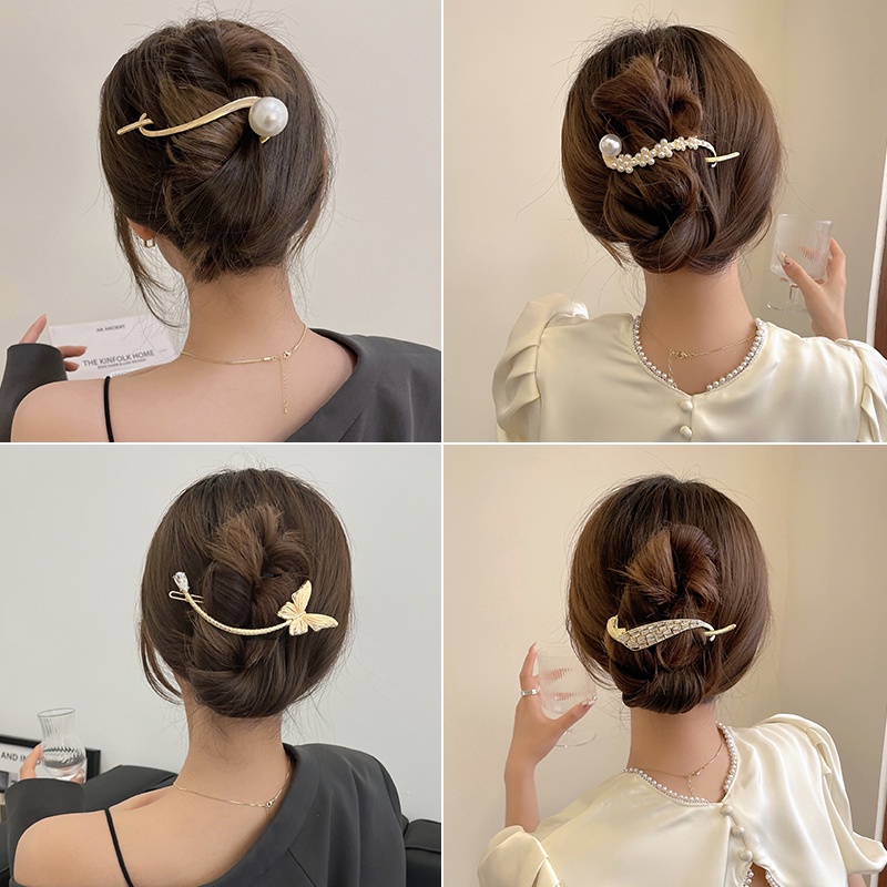 Kẹp Tóc Kim Loại Hình Bướm Đính Đá Thời Trang Cho Nữ