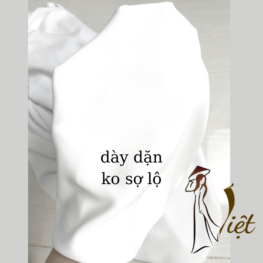 Áo dài trắng học sinh nữ đi học cổ vuông hở chữ U 2cm truyền thống may sẵn lụa mỹ cao cấp