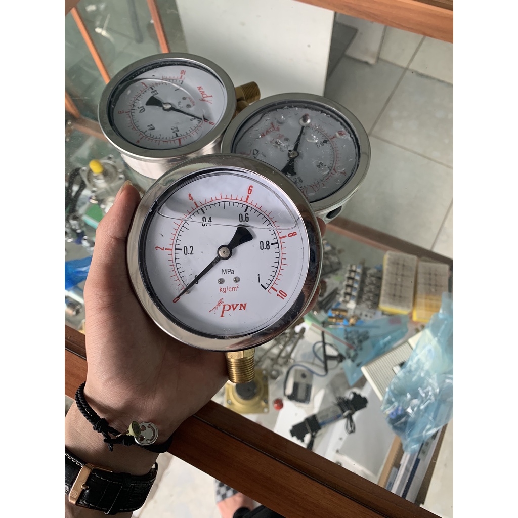 Đồng Hồ Đo Áp Xuất Thủy Lực Phi 100mm Chân Đứng PVN