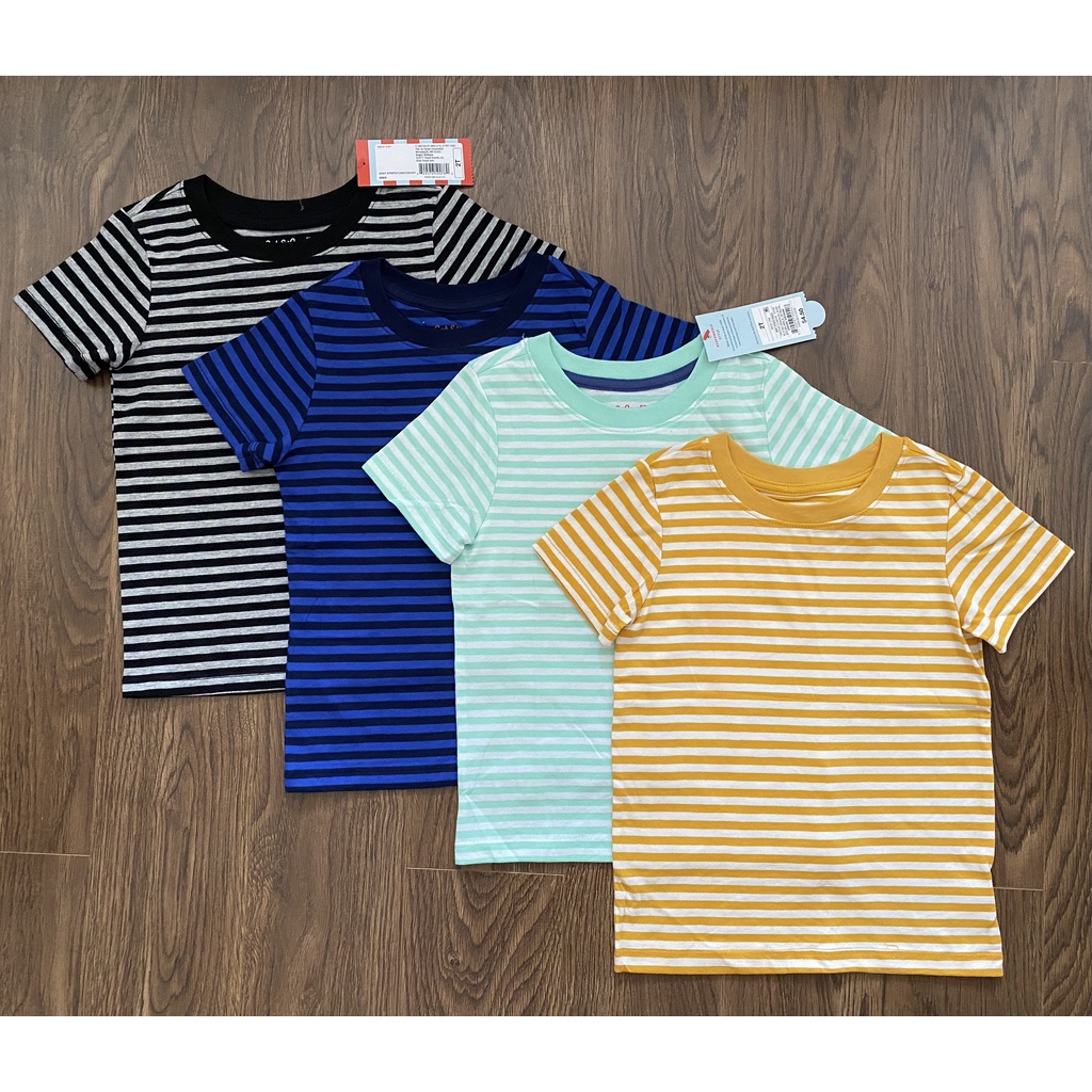 T-shirt/ Áo thun bé trai tay ngắn sọc nhỏ , hàng xuất dư
