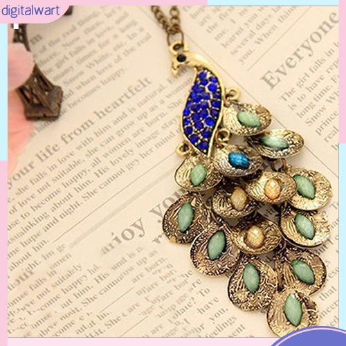 Dây chuyền mặt hình chim công đính đá quý nhân tạo bắt mắt dành cho nữ