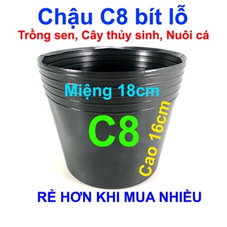 Chậu nhựa trồng cây C8 bít lỗ chậu trồng sen mini, nuôi cá