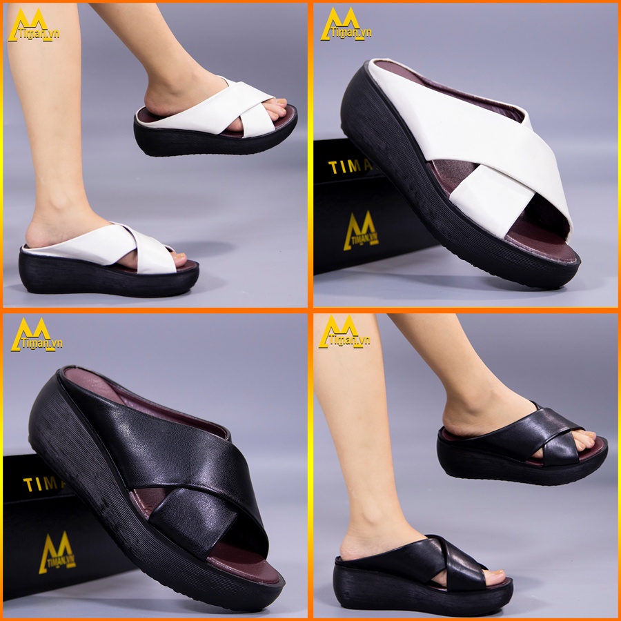 Dép nữ quai hậu kiểu bánh mì cao 5 cm quai ngang lê đế xuồng xỏ ngón thời trang thiết kế sục đẹp TIMAN K16