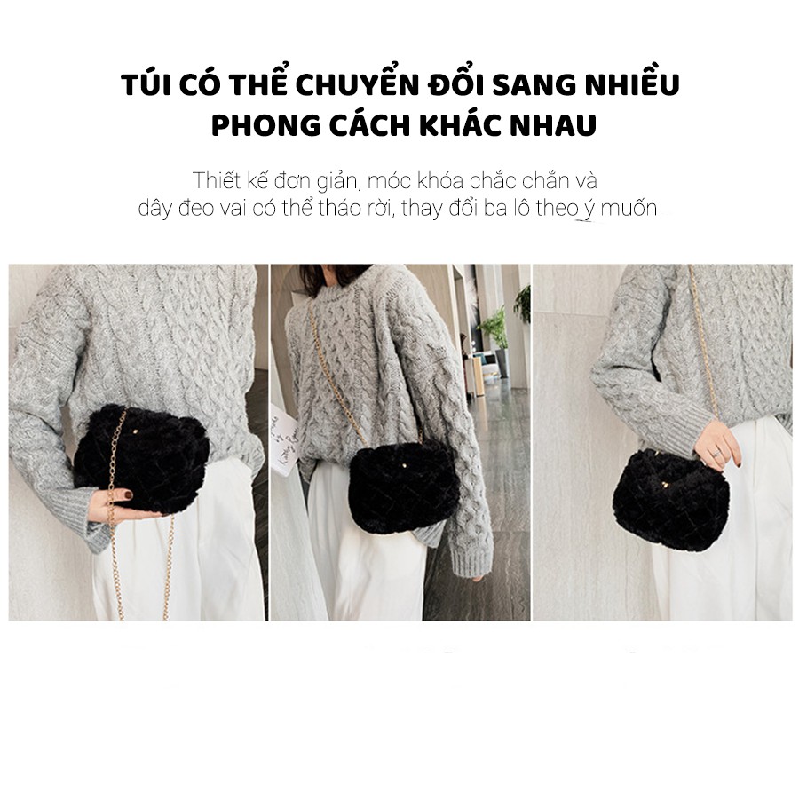 Túi Xách Nữ Đẹp (Túi Đeo Chéo) Thời Trang Cao Cấp Phối Lông Phong Cách Thu Đông - Mã XT005