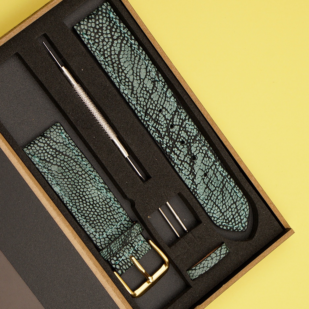 Dây Đồng Hồ Đà Điểu Wash Màu Xanh Lá MrFour | Watch Band - Watch Strap - Leather Watch