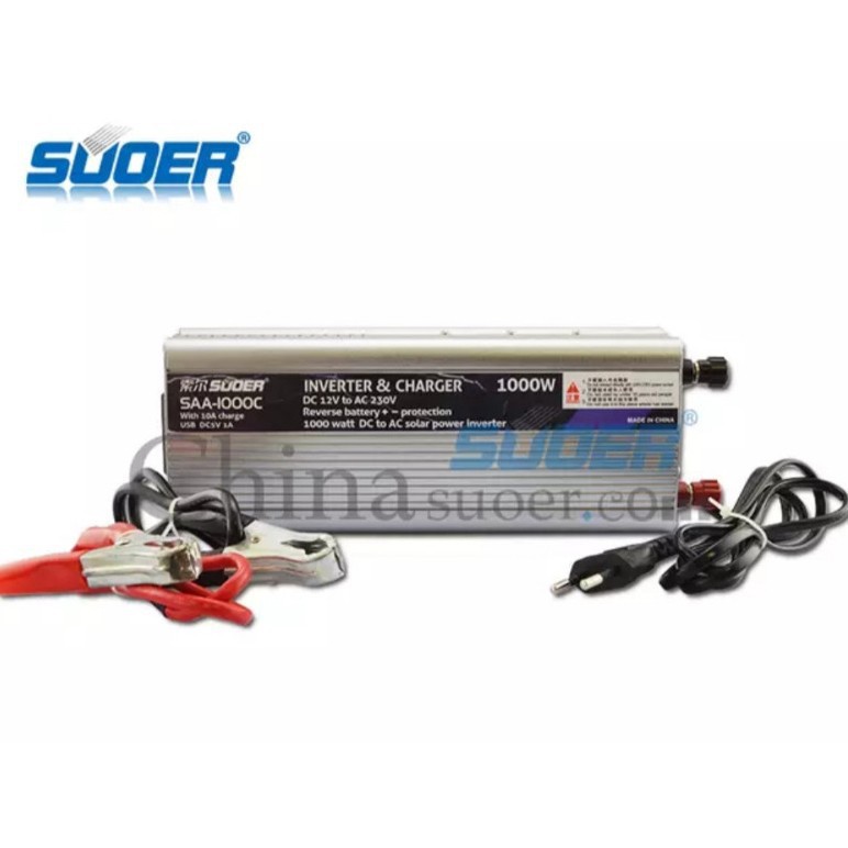 Inverter chuyển đổi điện 12v lên 220v 1000w có sạc ắc quy 10a - SAA-1000C