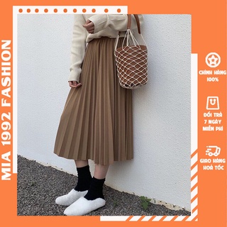 Chân váy xếp ly MIA 1992 cao cấp - Chân váy dài midi cạp chun chất siêu đẹp siêu rẻ