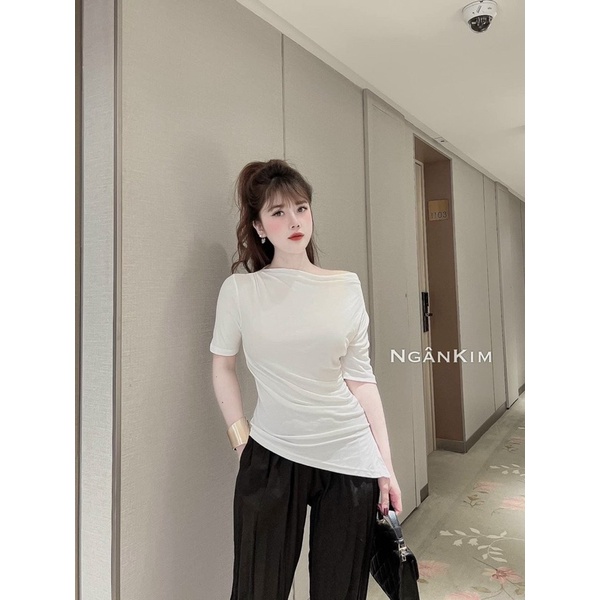 ÁO TRỄ VAI NHÚM VẠT NHỌN CHẤT ĐẸP MS10781