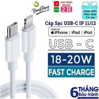 Cáp sạc nhanh Iphone chân typeC_linghtning , dây sạc iphone Chính Hãng bảo hành 12 tháng, cáp sạc linghtning giá rẻ