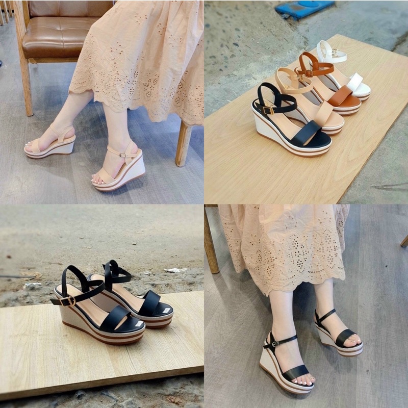Xuồng đi du lịch đi biển quai ngang cực xinh cực sang . Dép quai hậu Lici Shoes
