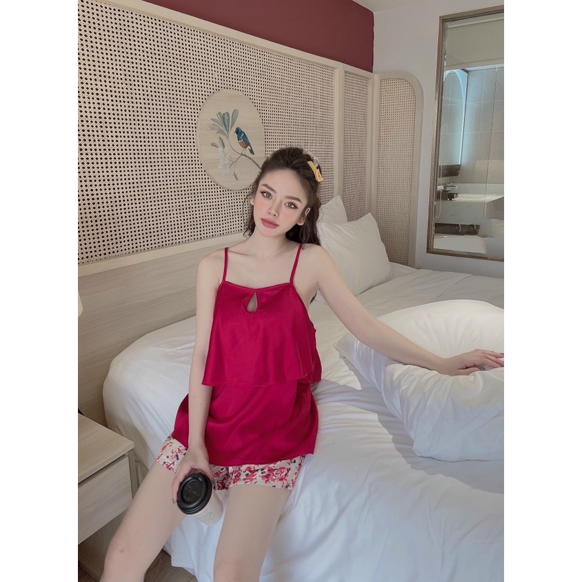 Đồ ngủ 2 dây sexy, đồ ngủ sexy chất latin thoáng mát Freesize - Linqu Sleepwear