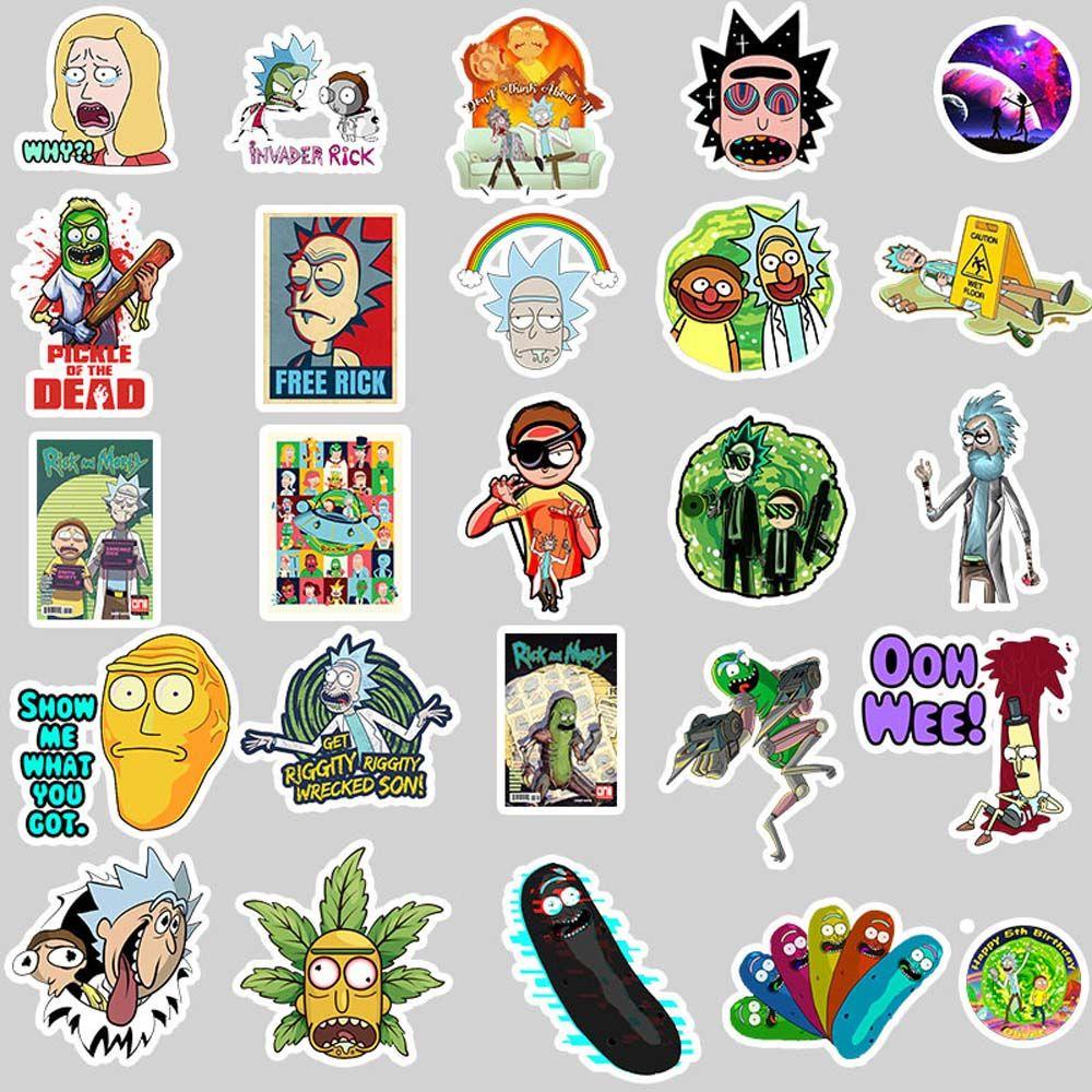 PEWANY Gói 50 Miếng Dán Hình Rick Và Morty Trang Trí Sổ Tay