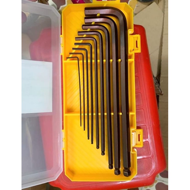 Bộ Lục Giác Chuôi Bi 9 Chi Tiết Bằng Thép Siêu Cứng Chống Bẻ Cong Uốn Gãy