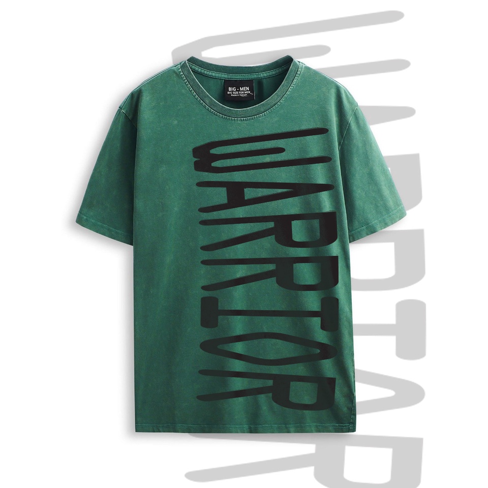 [bigsize] Áo thun wash xanh rêu in chữ thời trang sz 75-90kg
