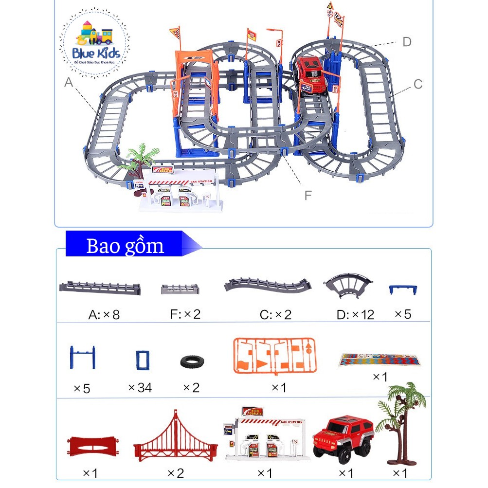 Đồ Chơi Lắp Ráp Đường Đua Ô TÔ Chạy Trên Đường Sắt, Ô TÔ Tàu Lượn cực hấp dẫn cho bé (CỠ LỚN)