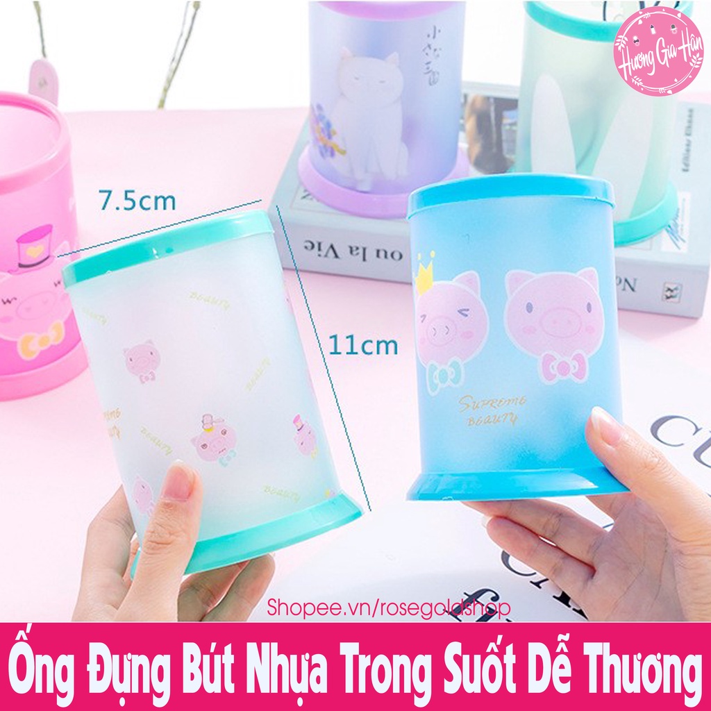 Ống Đựng Bút, Hộp Đựng Bút Lắp Ghép Để Bàn Nhựa Trong Suốt Dễ Thương