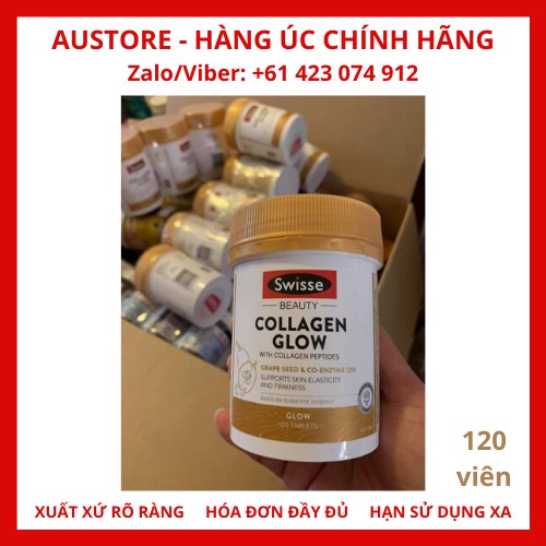 [Đủ bill, 120 viên] Viên uống Swisse Beauty Collagen Glow With Collagen Peptides giúp da căng mịn, sáng bóng