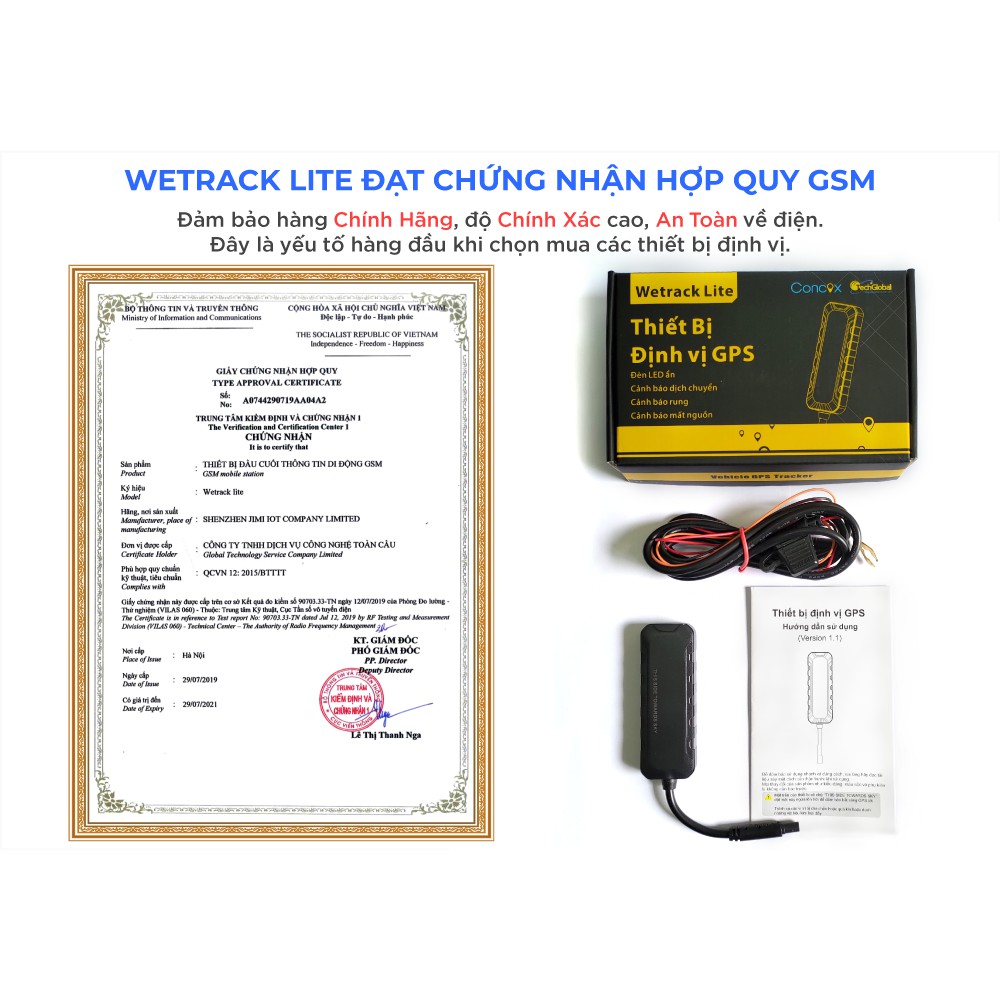 Thiết bị định vị GPS, Giám sát hành trình siêu nhỏ chính hãng Wetrack Lite hợp quy GSM cho xe máy- HTL Shop