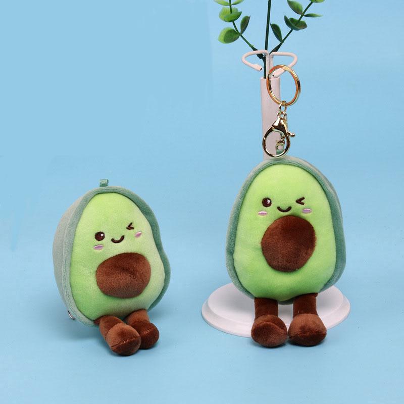 Móc chìa khóa gắn quả bơ nhồi bông mềm mại dễ thương