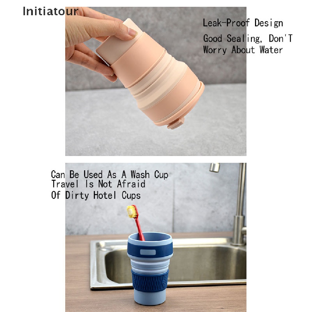 Cốc Silicone 350 / 500ML Có Thể Gấp Gọn Tiện Dụng Mang Theo Du Lịch Cắm Trại