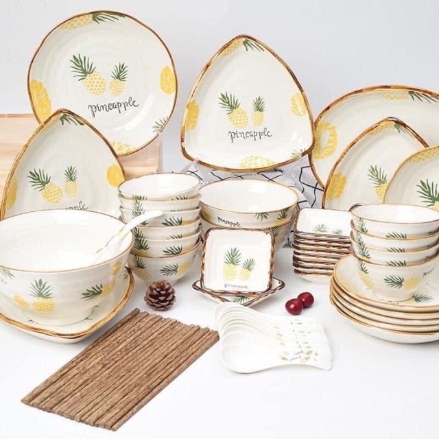 Set bát đĩa hoạ tiết