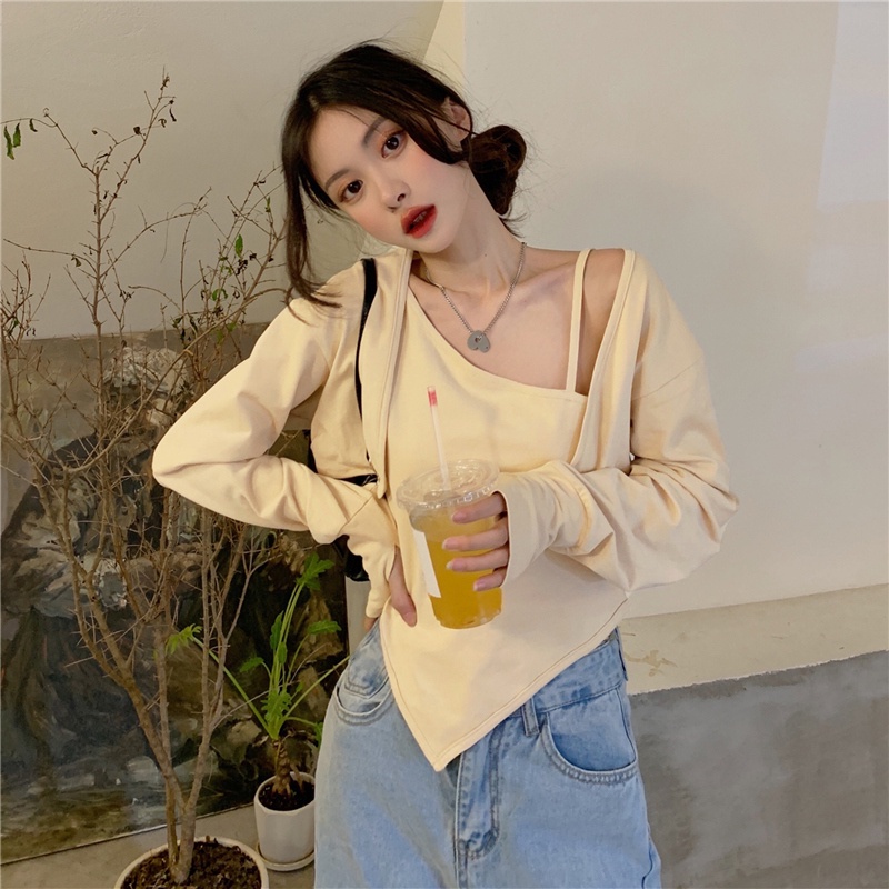 Set Áo Thun Dài Tay + Áo Hai Dây Thời Trang Nữ