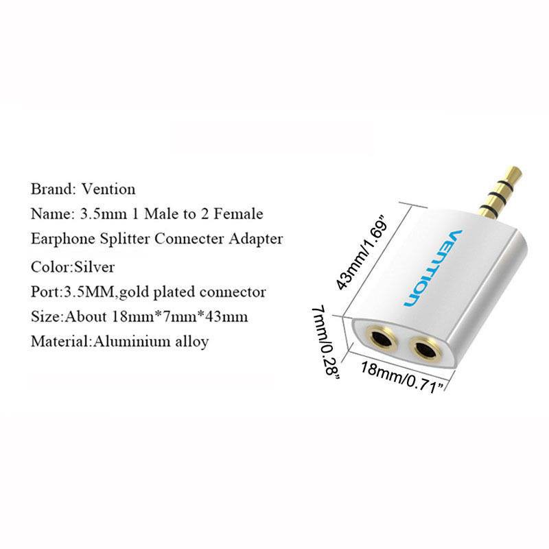 Bộ chia cổng Audio 3.5 1 thành 2 đầu 3.5 gồm mic và tai nghe