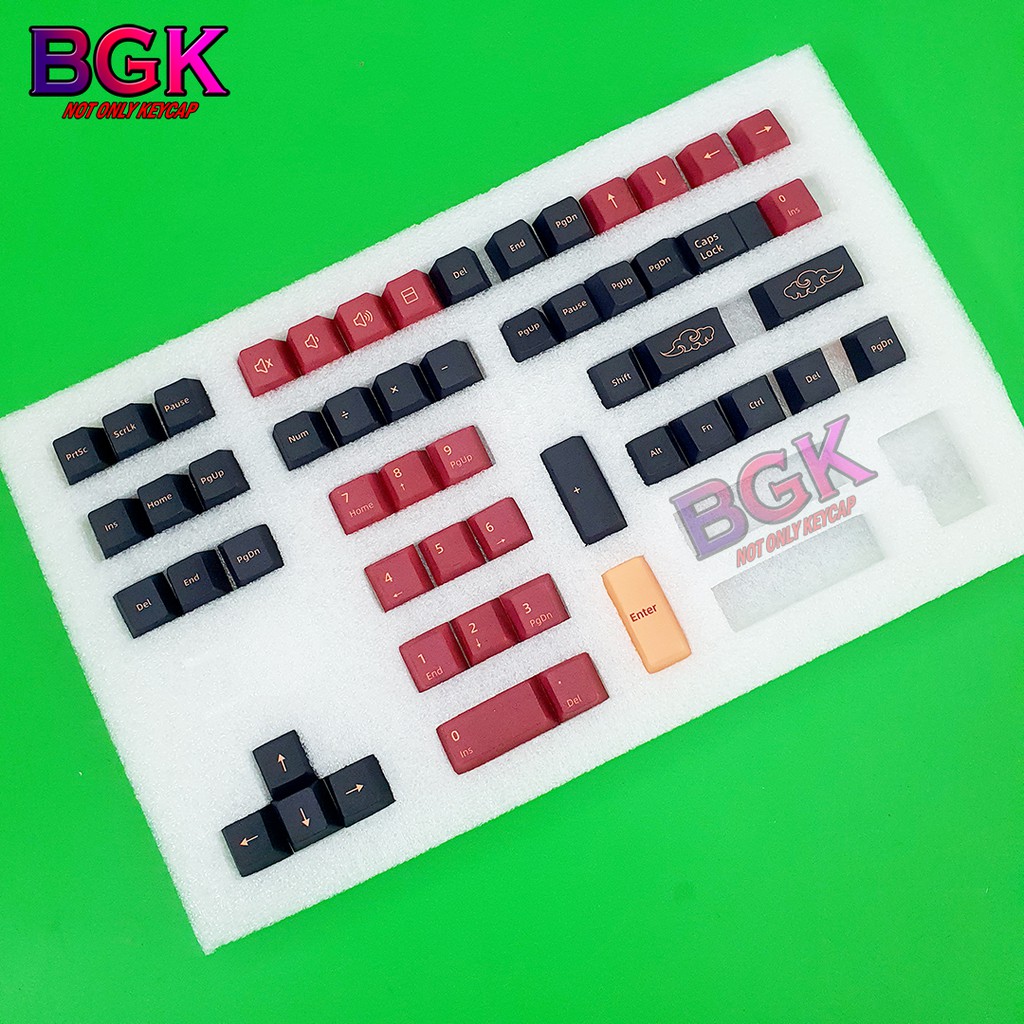 Bộ Keycap Red SamuraiThick PBT Cherry Profile Dye Sub 129 Nút cân được hầu hết các layout dị