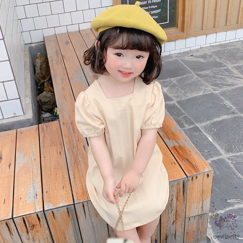 Đầm Công Chúa Tay Ngắn Phong Cách Hàn Quốc Xinh Xắn Cho Bé Gái