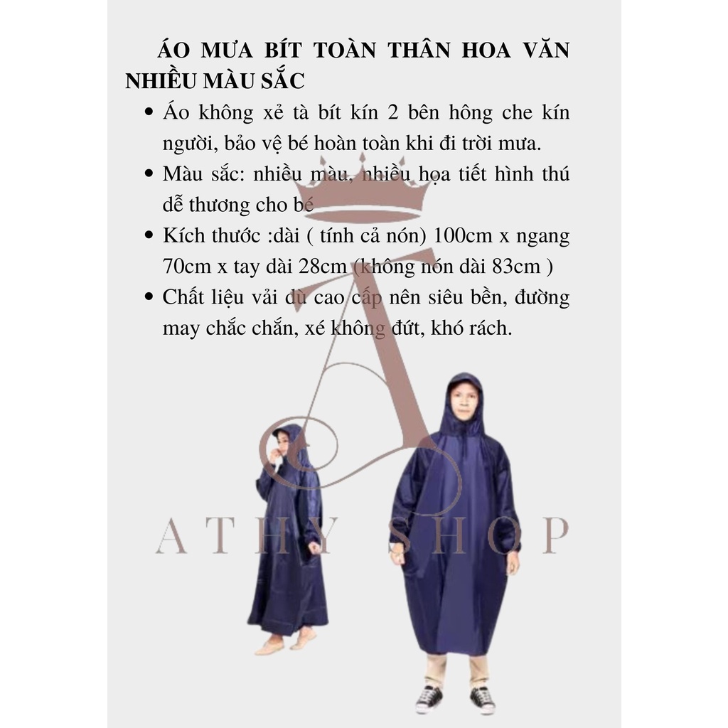 ÁO MƯA BÍT TOÀN THÂN 1.4M KHÔNG LO BỊ ƯỚT, rain wear 1 người, áo mưa không xẻ tà an toàn, rainwear một người 1 person