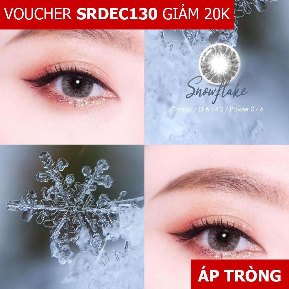 [NHẬP SRDEC130 GIẢM 20K] Contact Lens XÁM Snowflake Gray (Cận 0-6) - Kính áp tròng Giãn nhỏ (GDia 14.2) - đeo 8h/ngày
