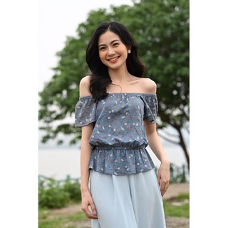 Sơ mi trễ vai hoa nhí