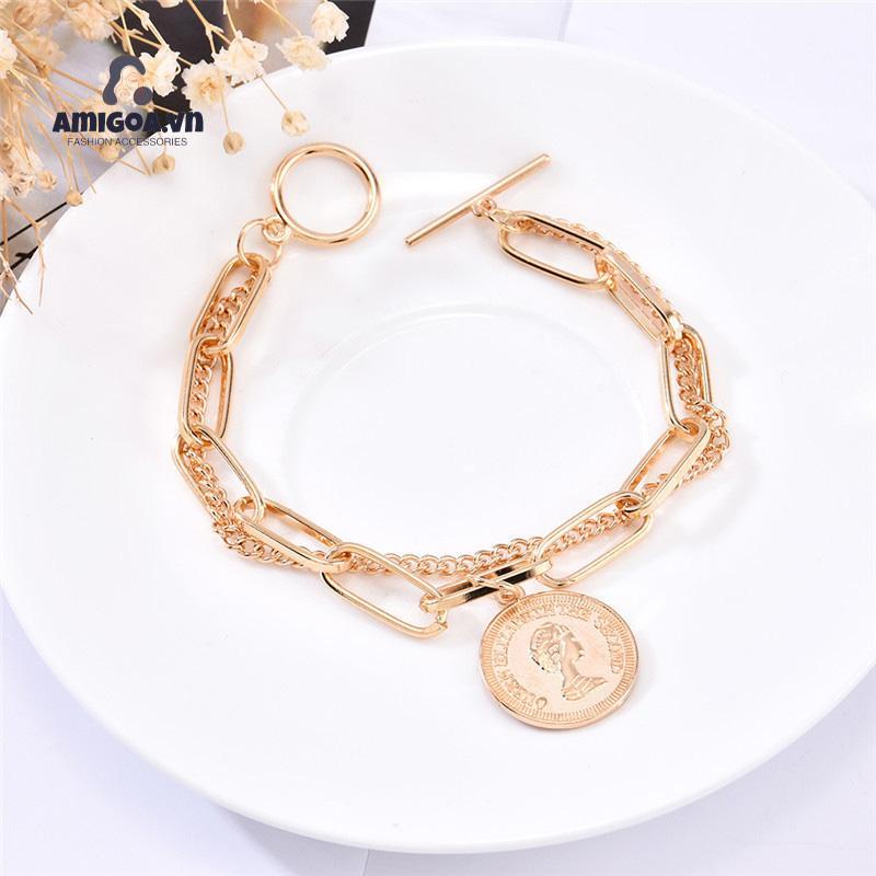 Vòng Đeo Tay Bằng Bạc Hình Chân Dung Phong Cách Cổ Điển