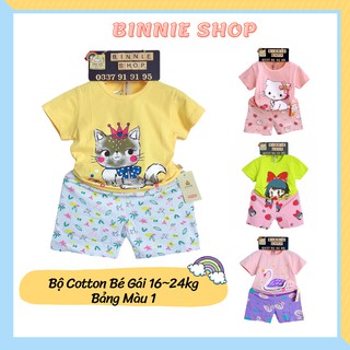 Đồ bộ bé gái BINNIE SHOP Quần áo bé gái chất thun cotton quảng châu xuất hàn cho bé từ 16-24kg (3-6 tuổi) BGT1