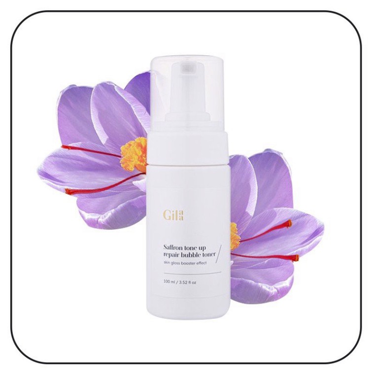 Nước hoa hồng dưỡng trắng Saffron Tone Up Repair Bubble Toner Gilaa dạng bọt - HanZy Store