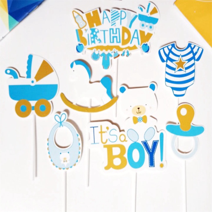 đồ trang trí bánh kem [FREESHIP❤️] set cắm bánh em bé siêu dễ thương