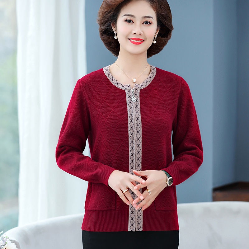 ❀☜ஐTrung niên và người già quần áo mùa xuân và mùa thu đan áo len cardigan thời trang mẹ mặc áo len áo len phụ nữ trung | BigBuy360 - bigbuy360.vn