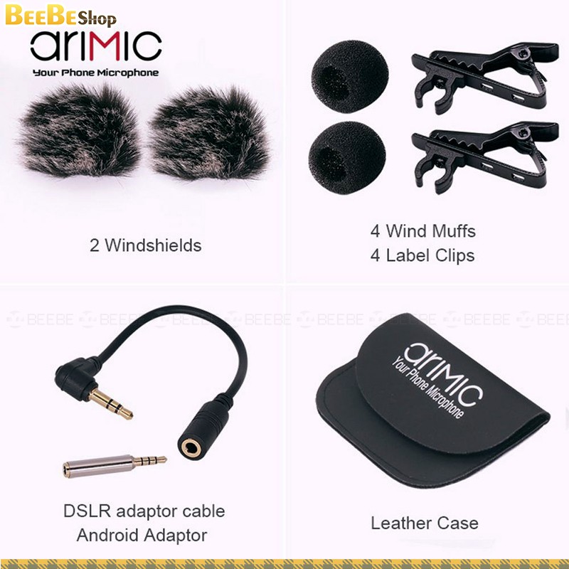 Cặp Micro Cài Áo Cho Điện Thoại Và Máy Ảnh - AriMic Clip-on Dual Lavalier
