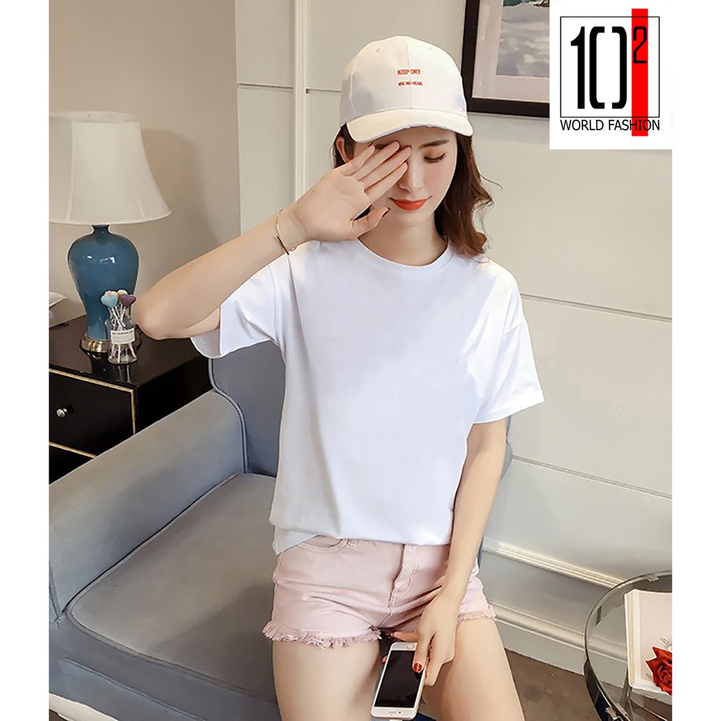 Áo thun trơn nữ thời trang Trắng-Tím-Vàng-Xanh