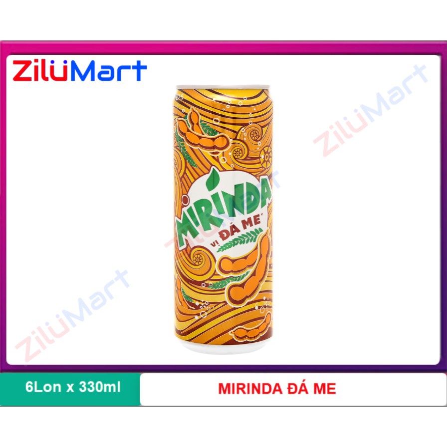 Lốc 6 lon nước ngọt Mirinda đá me hương vị lạ cảm giác sảng khoái giải nhiệt 6lon x 330ml