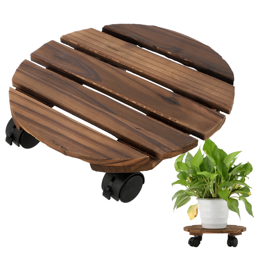 Giá Đỡ Chậu Cây Dạng Lăn Bằng Gỗ 28 * 28 * 7cm Có Thể Tháo Rời Tiện Dụng