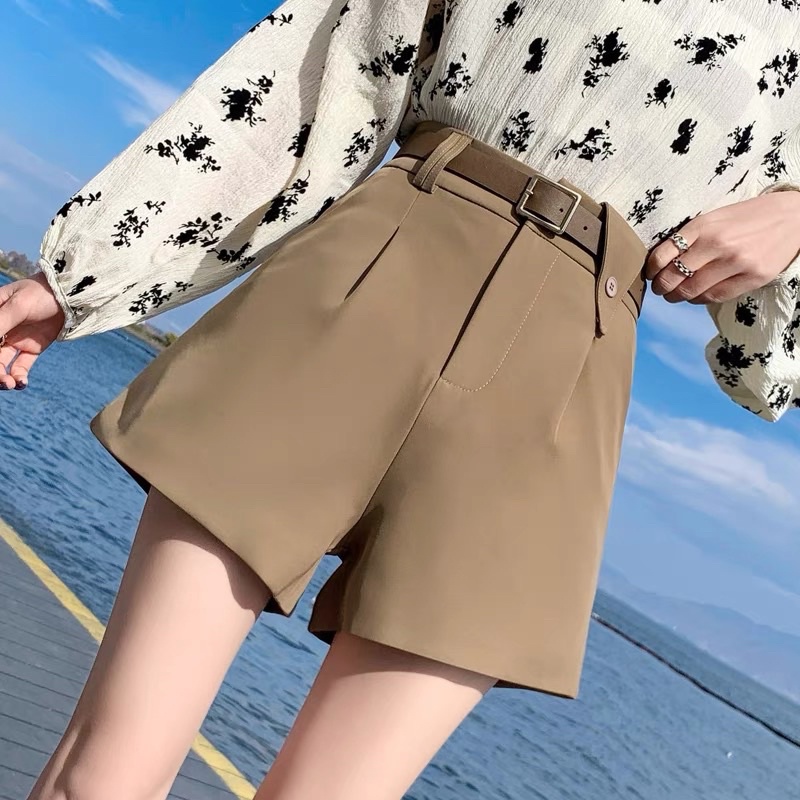 Quần Short Nữ kèm Đai đủ 3 màu đen nâu be đủ cỡ đẹp và sang chảnh-MÃ 068