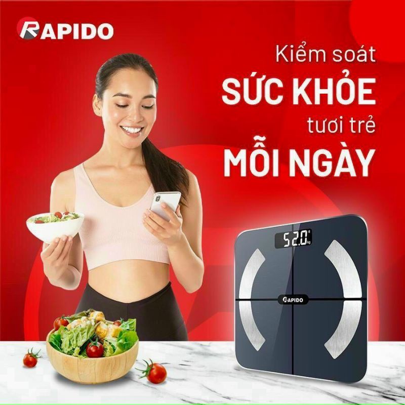 Giá rẻ sập sàn! CÂN RAPIDO ĐEN Model RSB02-S