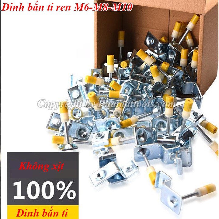 Tắc kê nổ treo ti M6-M8-M10 cho máy bắn ti trần-Hộp 100 cái-Hàng cao cấp không xịt