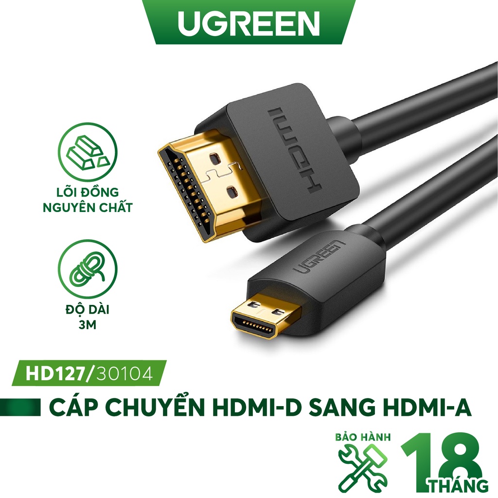 Cáp chuyển Micro HDMI Type D sang HDMI Type A dài từ 1-3m UGREEN HD127 - Hàng phân phối chính hãng - Bảo hành 18 thángCá