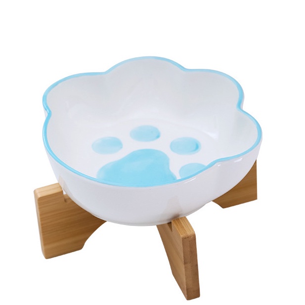 Bát Chén Ăn Sứ Cao Cấp, Đế Gỗ, Chống Gù, An Toàn sức khỏe cho Chó mèo