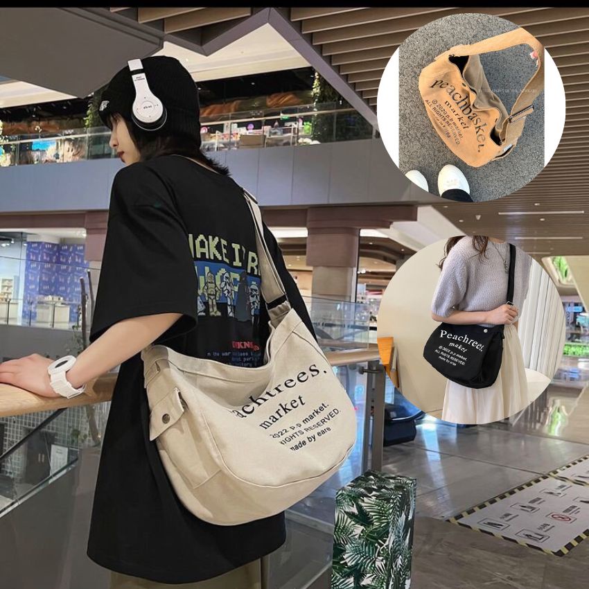 Túi đeo chéo , túi xách vải canvas unisex cao cấp đựng vừa khổ a4 đi học đi chơi Hàn Quốc zimi