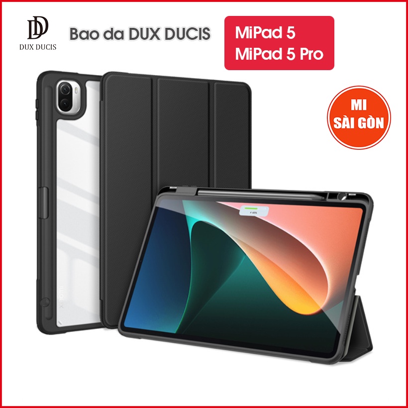 [Hỏa Tốc HCM] Bao da DUX DUCIS MiPad 5/ 5 Pro (11 inch) (TOBY SERIES) - Mặt lưng trong, Có Khay Đựng Bút - Đen
