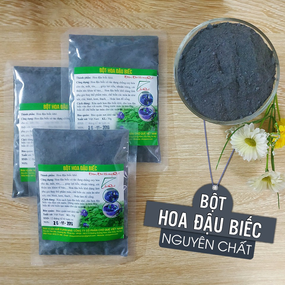 Bột Hoa Đậu Biếc 20gr Bột Tạo Màu Thực Phẩm Rau Củ Tự Nhiên Chợ Quê